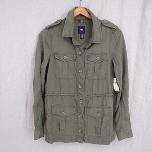 Gap Women's Lightweight Shacket Jac Shirt - olive green, size XS